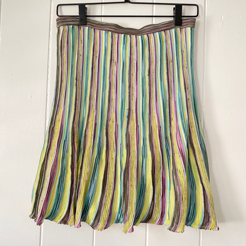 Missoni Multicolored Pleated Knit Skirt Sz 8